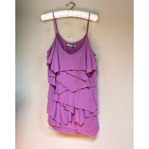 NU Collective Womens Spaghetti Strap Tank Top Size Large Purple Ruffle Lagenlook
